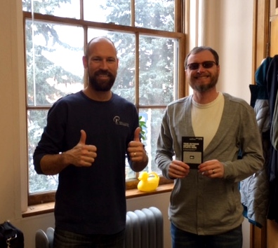 Neal congratulating Trailblazer Mark Greenwood of MSU Bozeman on his REI Giftcard score! (Next year, this could be you!)